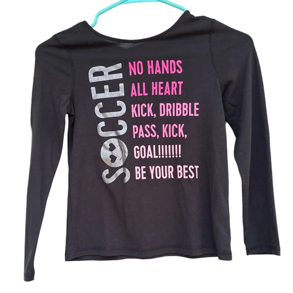 Place It Sport Girls’ Soccer Graphic L/S Top Black M 7/8 Activewear‎